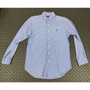 Polo Ralph Lauren Men’s Button-Up Size S 14.5 1Classic Fit Plaid Blue RN41381